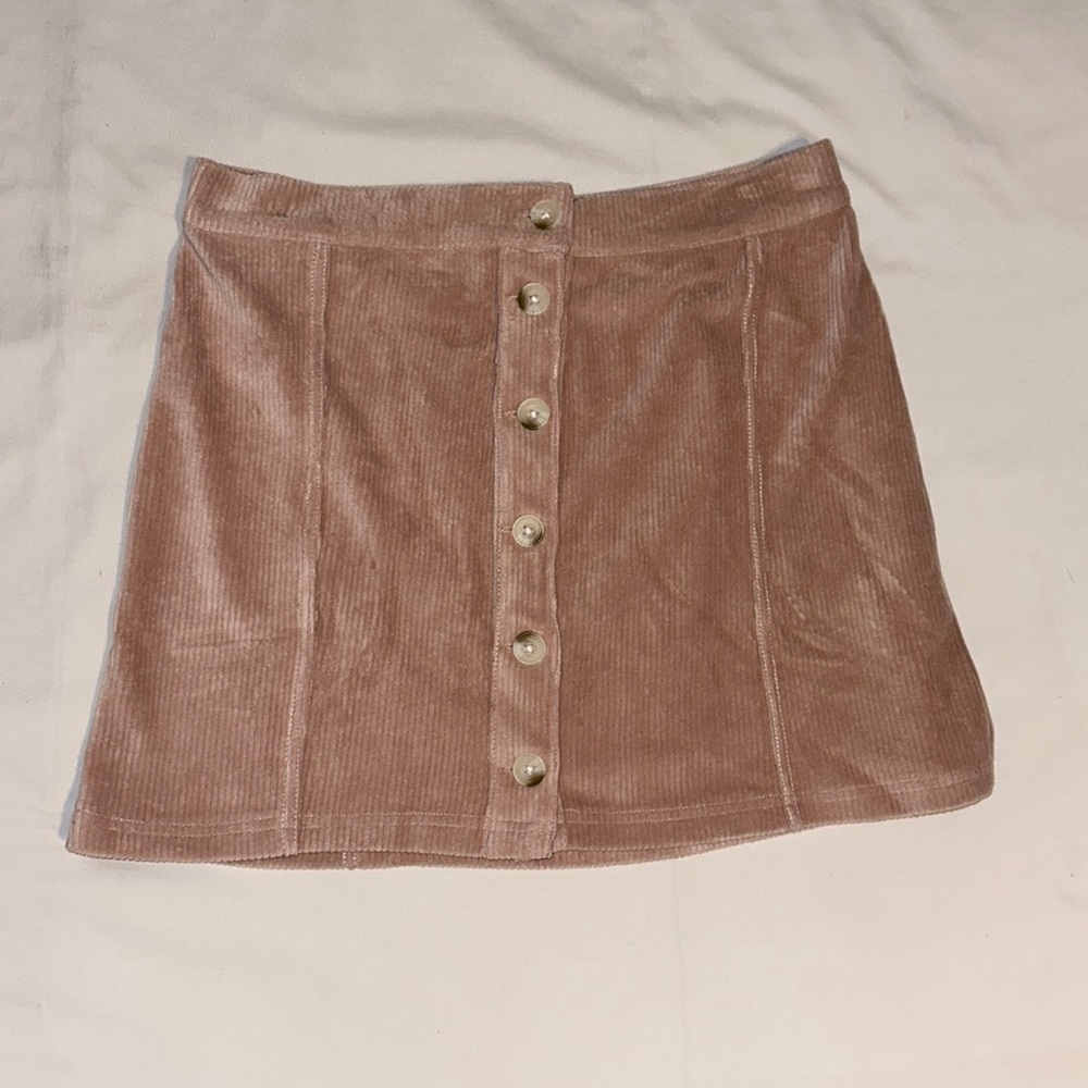 Pink corduroy front button skirt